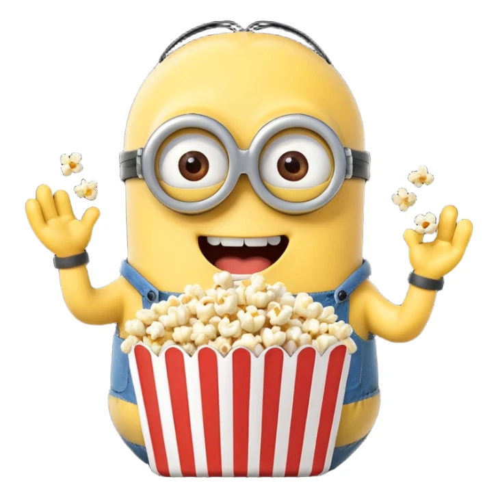 Laughing minion eating popcorn sticker