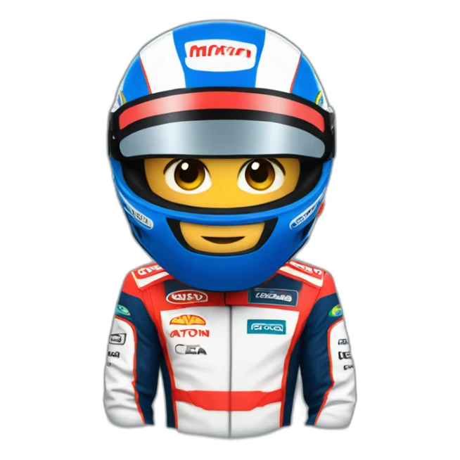 Aytron senna. Blue hat, red racing suit sticker
