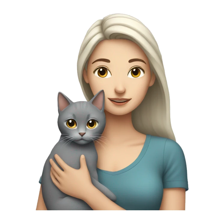 White young woman with grey cat in arms sticker