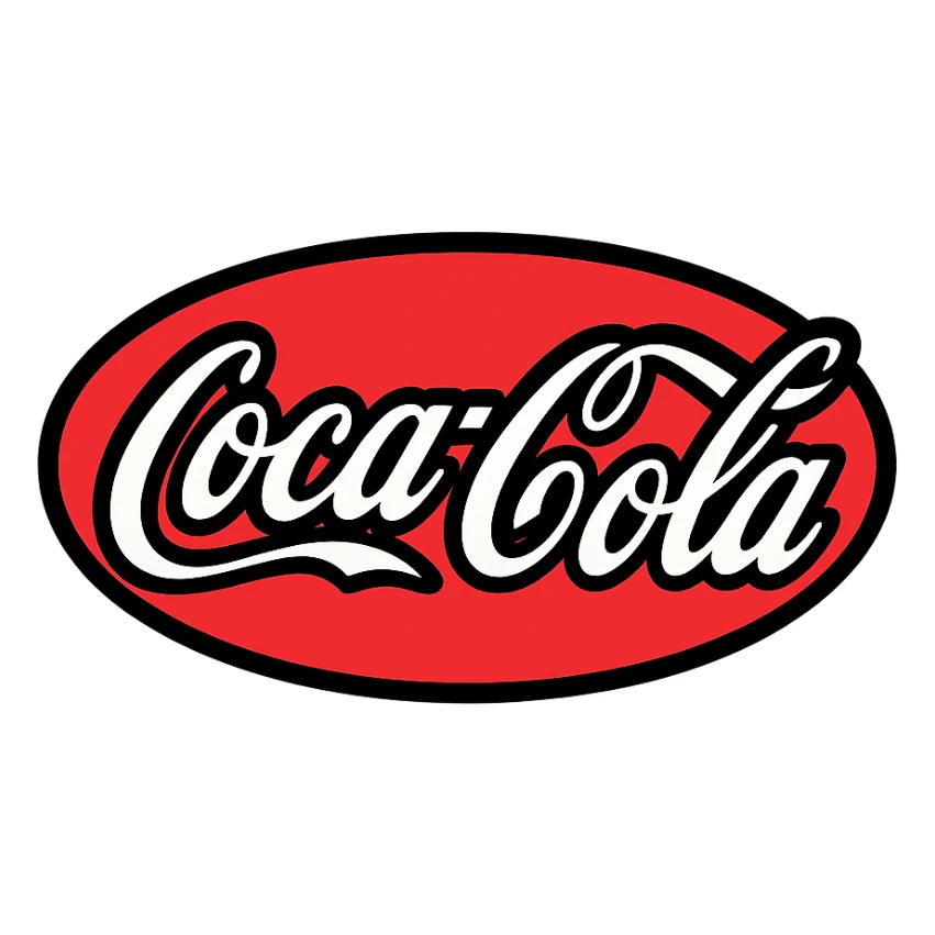 Coca-Cola logo, clean iconic style, red and white color scheme, simple and recognizable sticker
