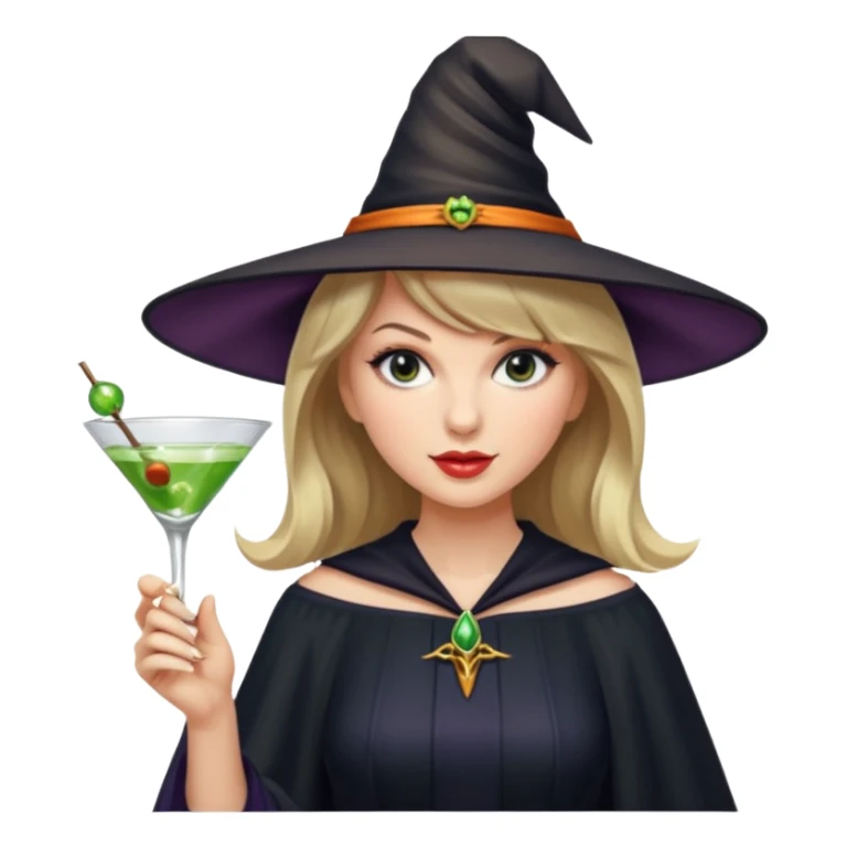 Taylor Swift as a witch with a martini glass sticker