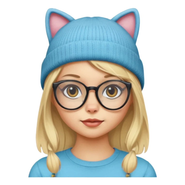 Blonde girl wearing cat  glasses and beanie sticker