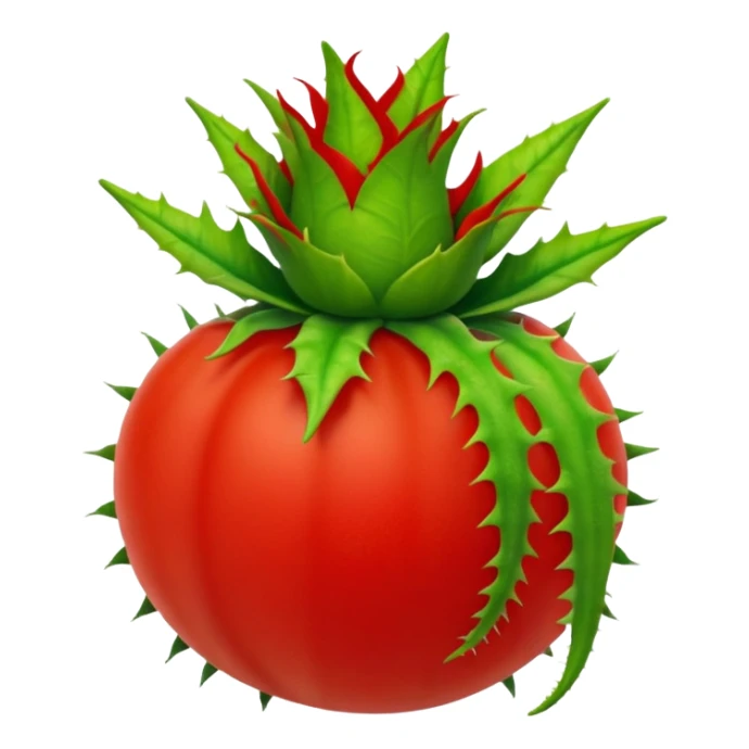 hybrid fusion of tomato and venus flytrap emoji sticker