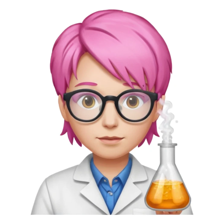 Scientist with pink hair AND pink glasses sticker