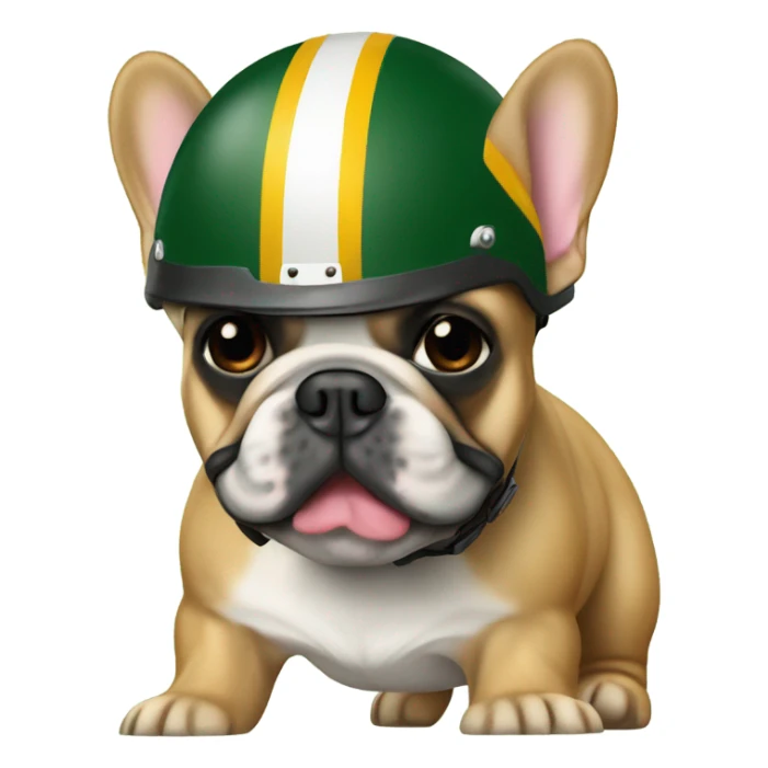 Fawn  French bulldog with Greenbay helmet sticker