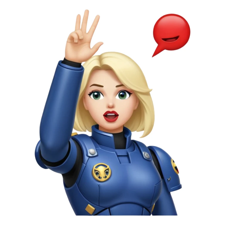 woman space marine in bodysuit salutes tongue out sticker