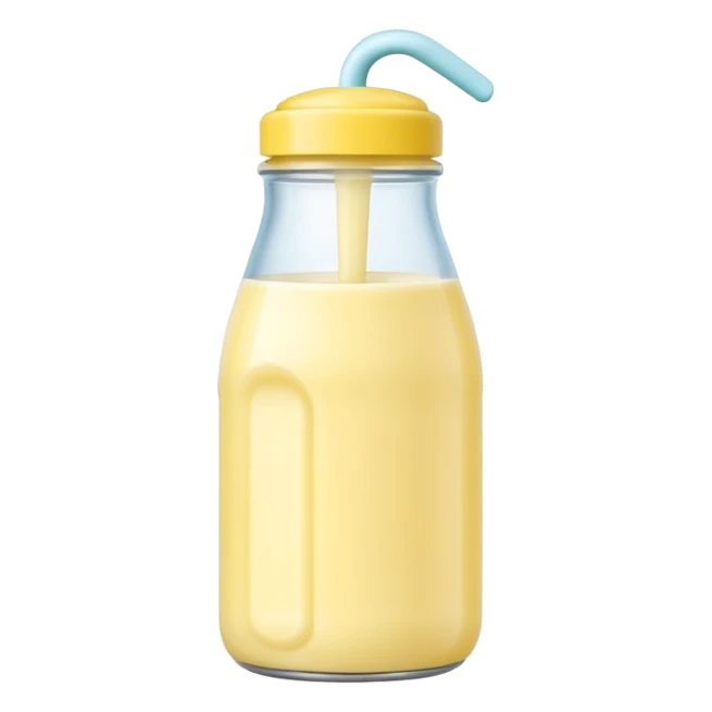 Korean banana milk bottle, cute pastel style, soft lighting sticker