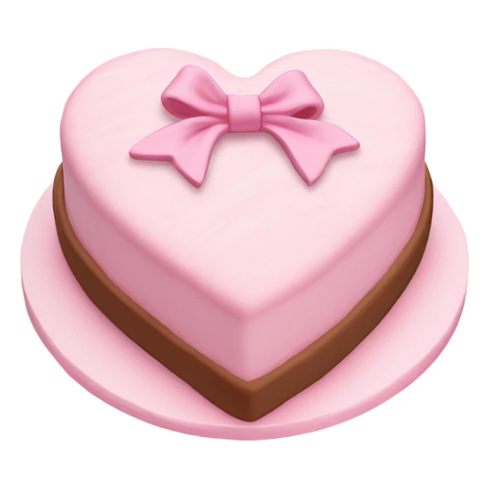 Pastel pink heart shaped cake with fancy icing and bows sticker