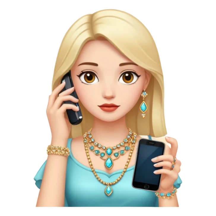 girl with phone and jewelry sticker