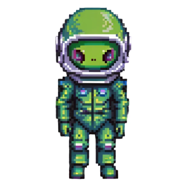 green alien in space helmet and suit sticker