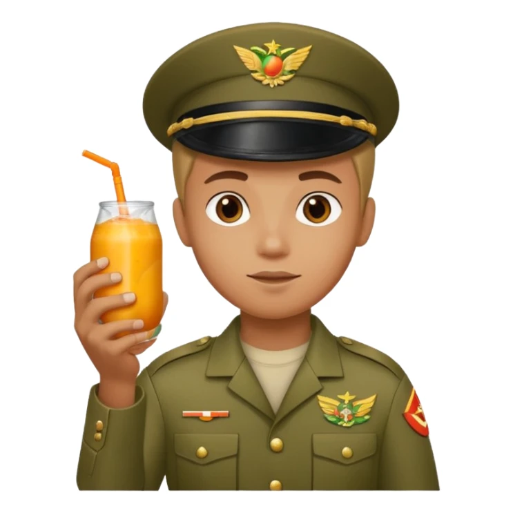 A military boy with a mango fanta in his hands sticker