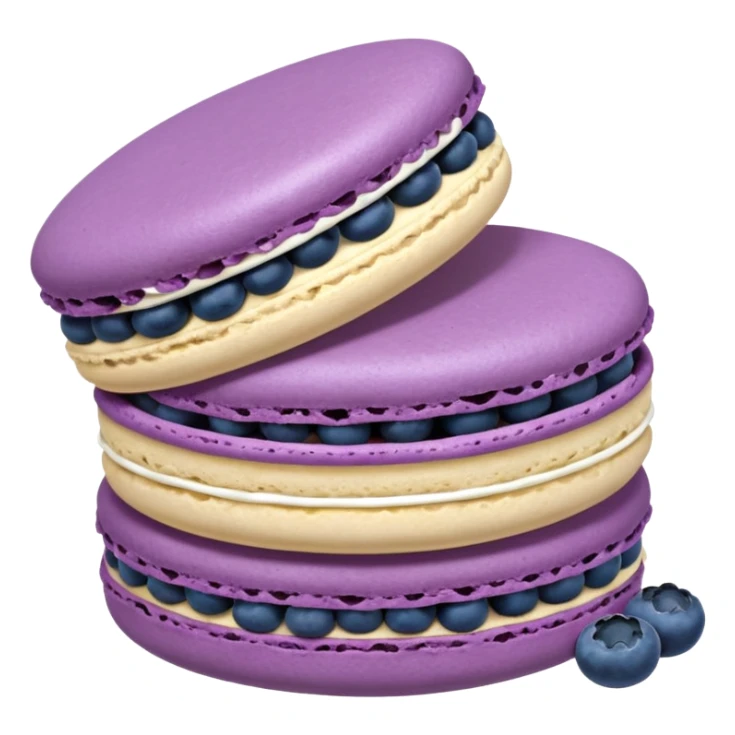 A macaron with purple cream and blueberries opened sticker