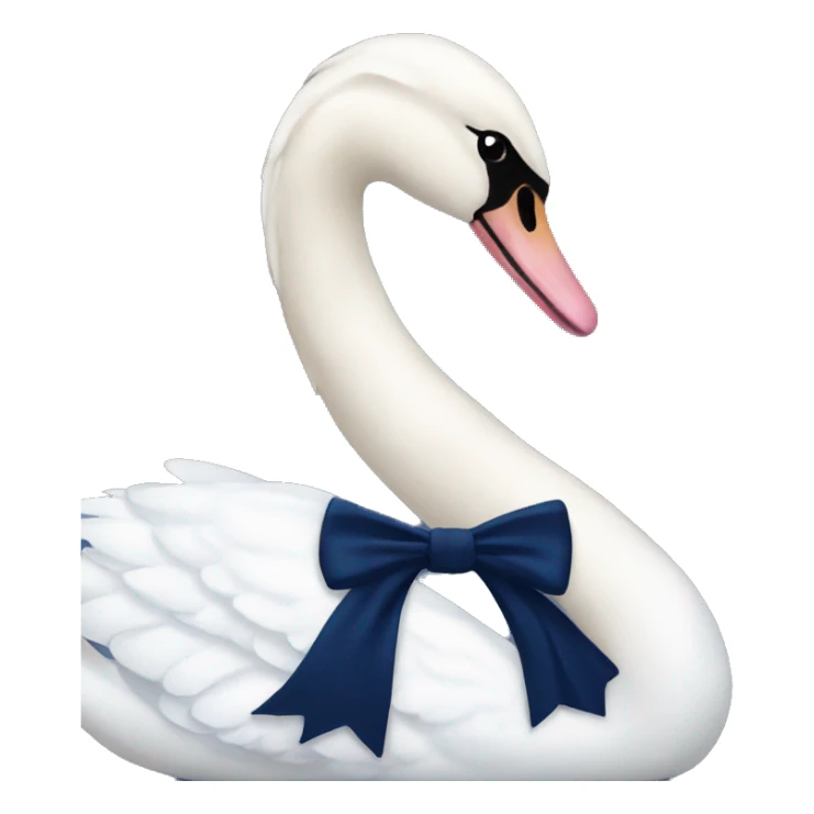White swan with a navy blue bow sticker