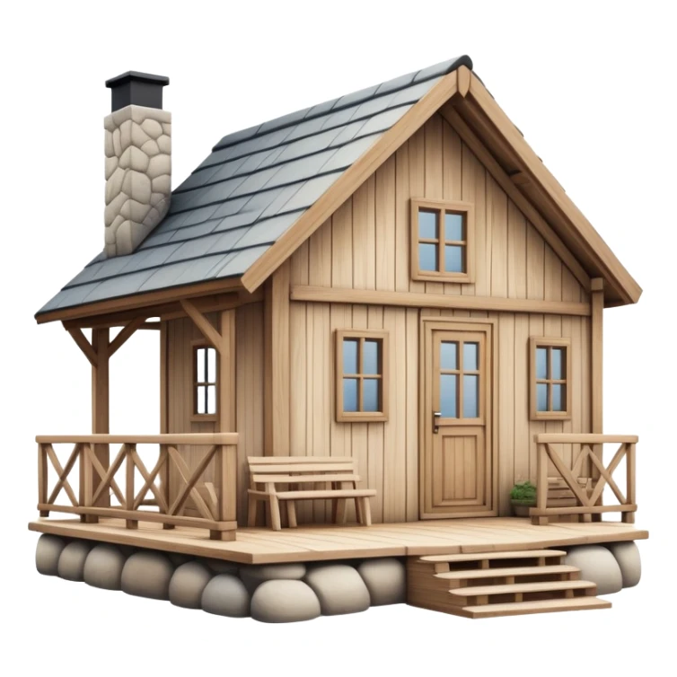 scandinavian wooden house with patio sticker