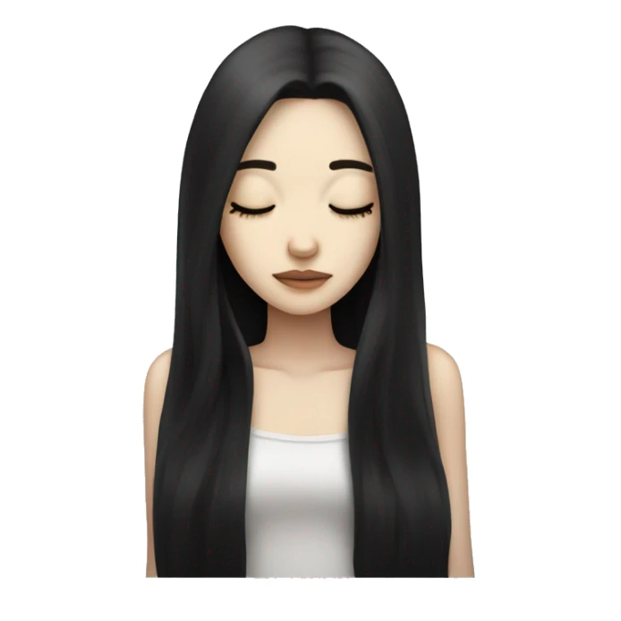 pale girl with long black hair sleeping  sticker