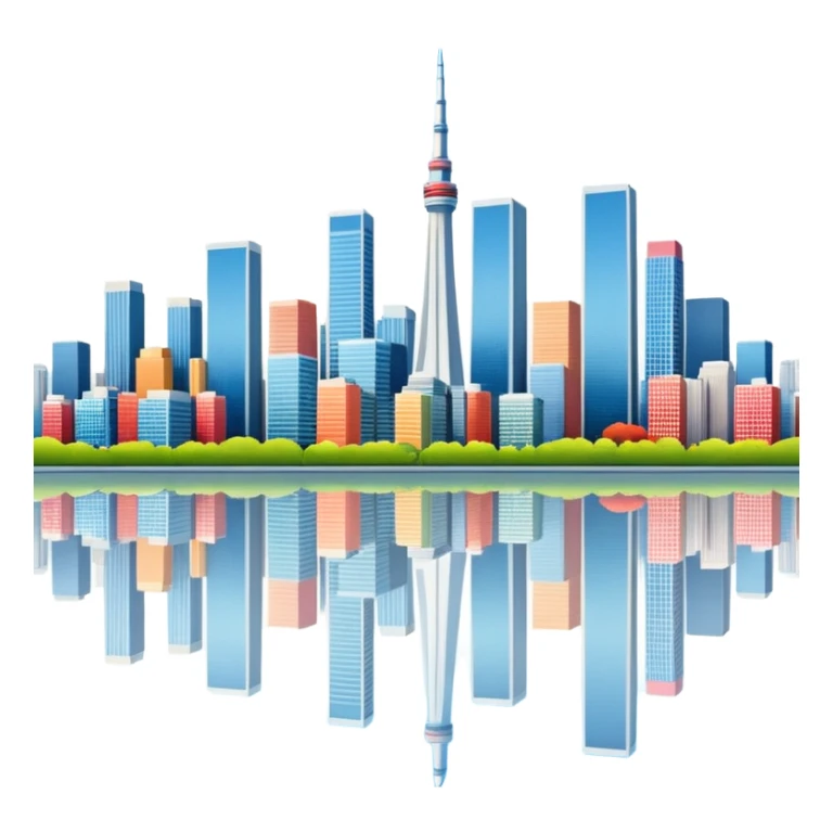 Create a tokyo skyline with a mirror image of the san francisco skyline below it.  sticker