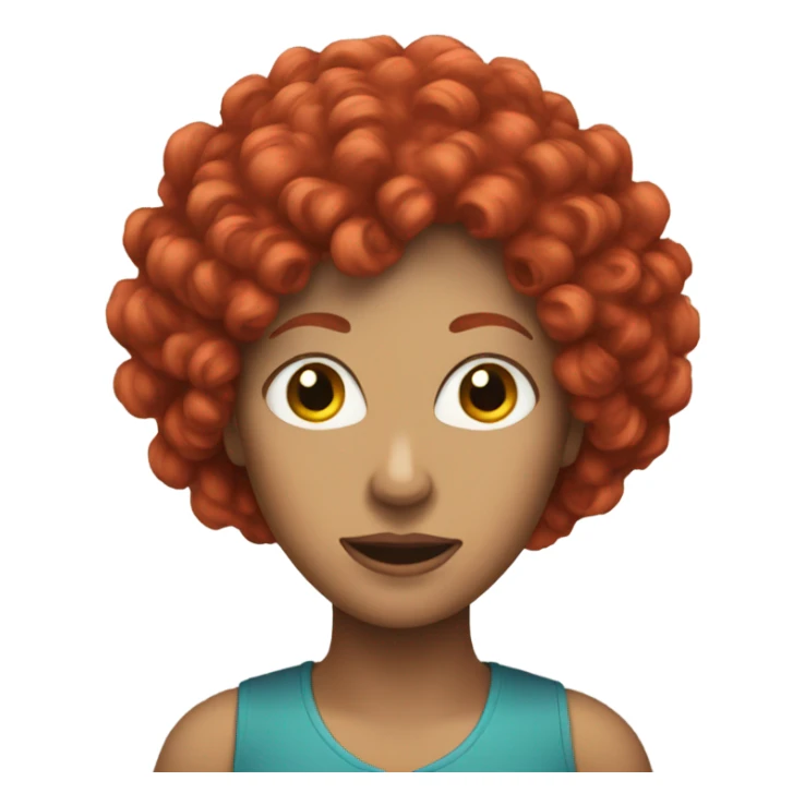 woman with funny red curly wig sticker