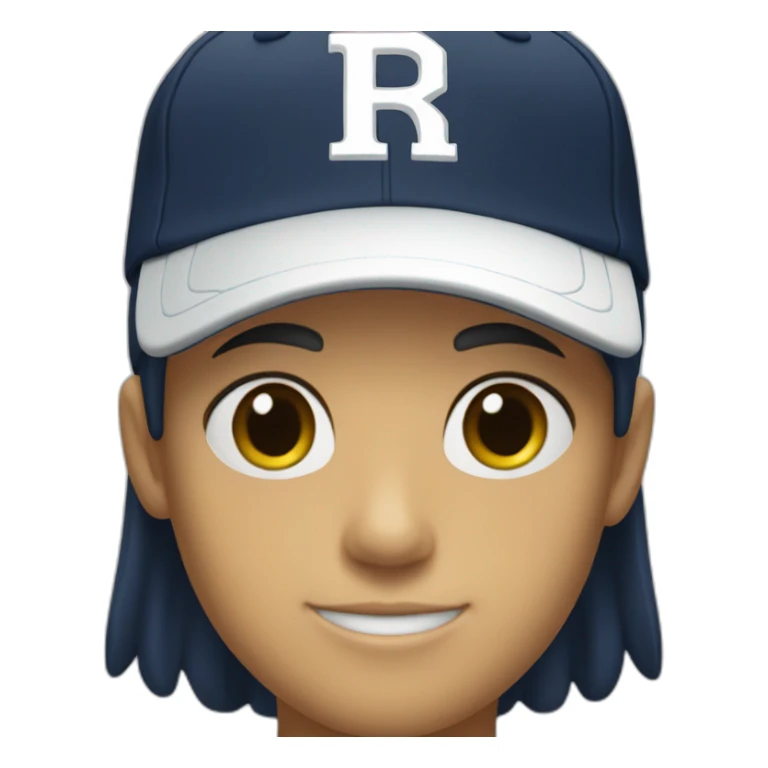 a navy baseball cap with a small white letter R on the front sticker