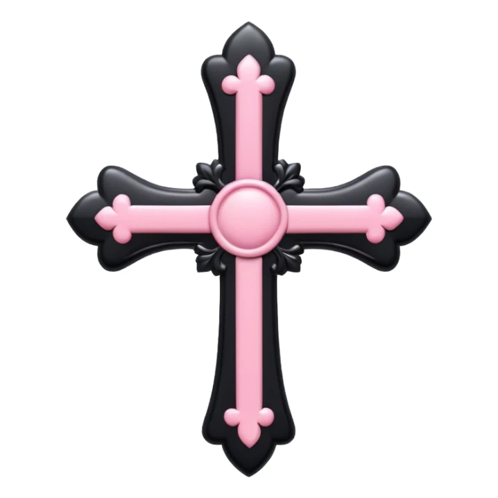 realistic 3d soft cute black pink goth cross , no woman sticker