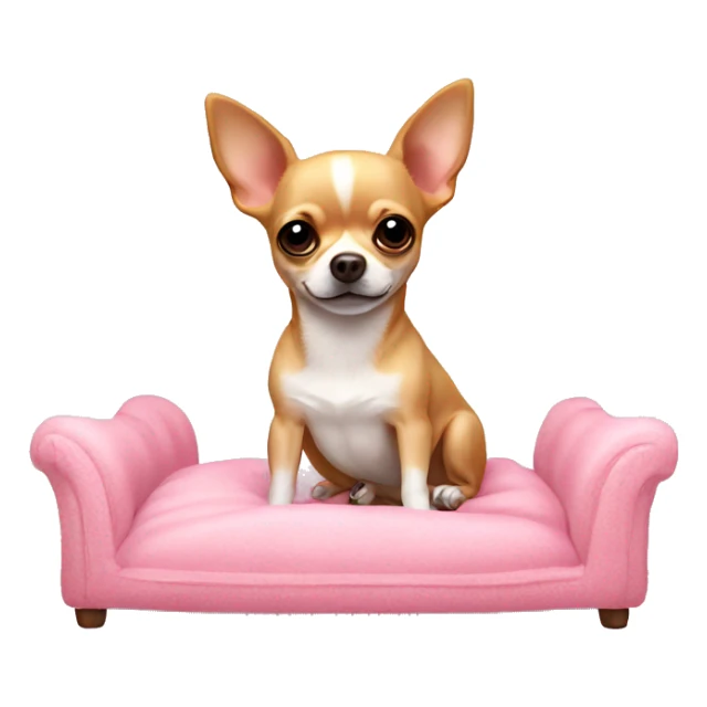 chihuahua lying in a pink bed on a winter day  sticker