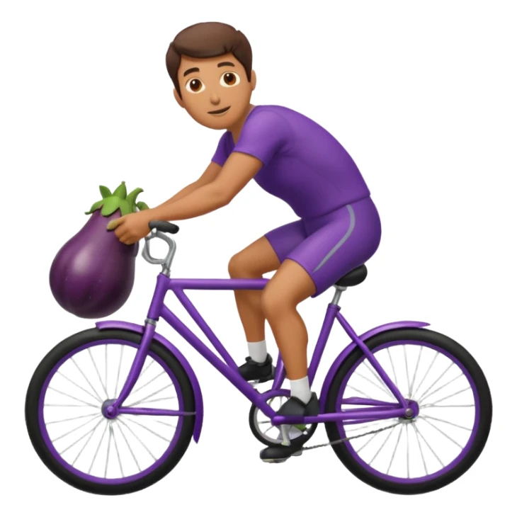 Guy riding a eggplant like a bicycle sticker