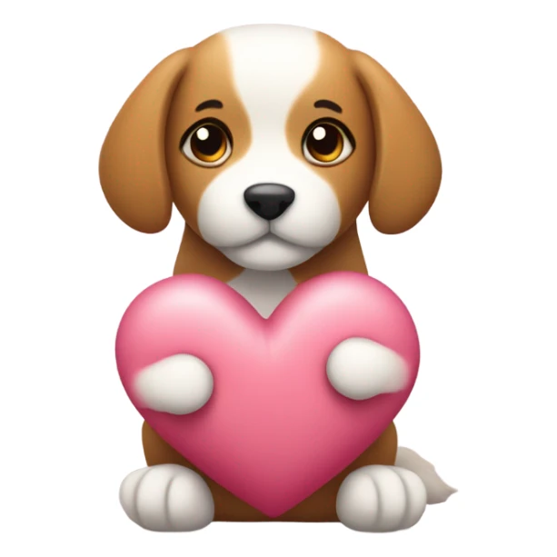cute dog hugs toy heart sticker