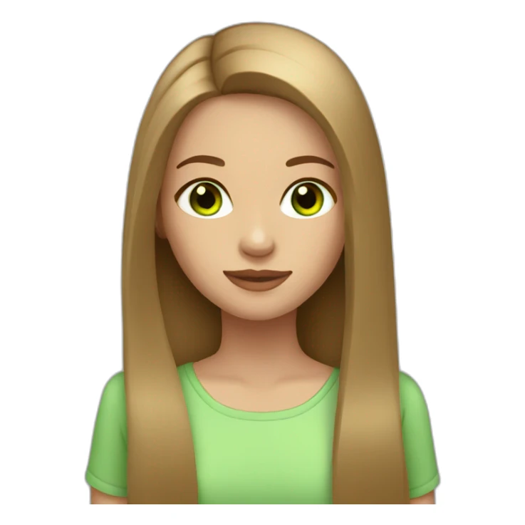 girl long straight hair light brown green eyes sticker