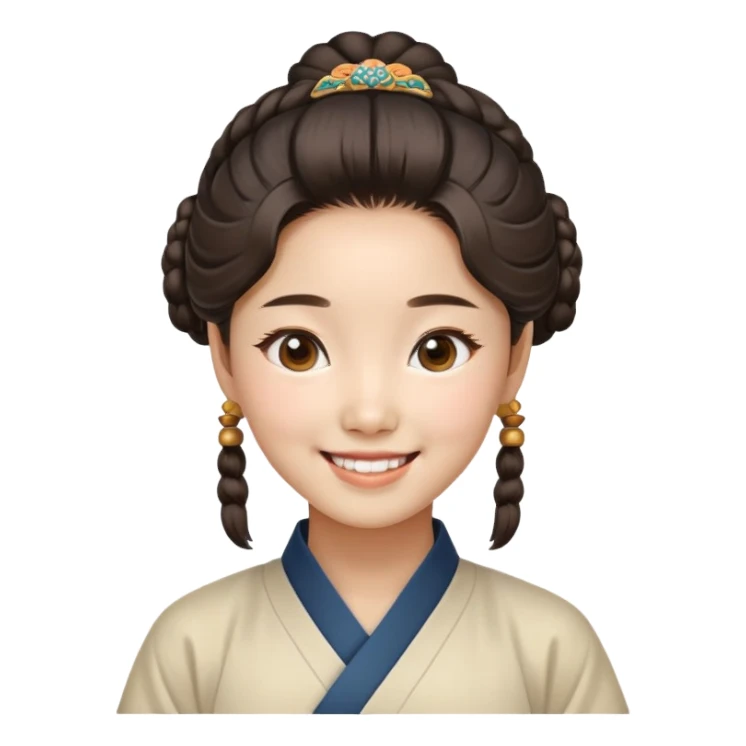 A smiling Korean girl with traditional Korean hairstyle sticker
