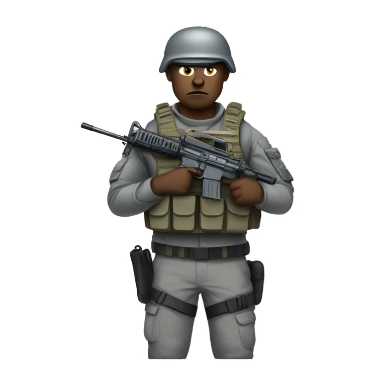 Angry Soldier with AR15 dressed in gray tactical gear sticker