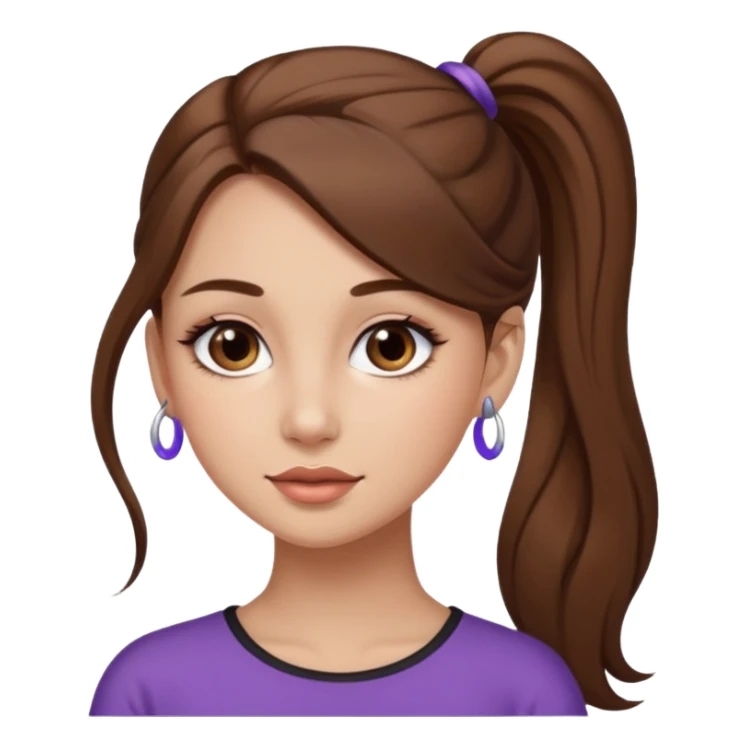 pretty girl brown long hair makeup ponytail sticker