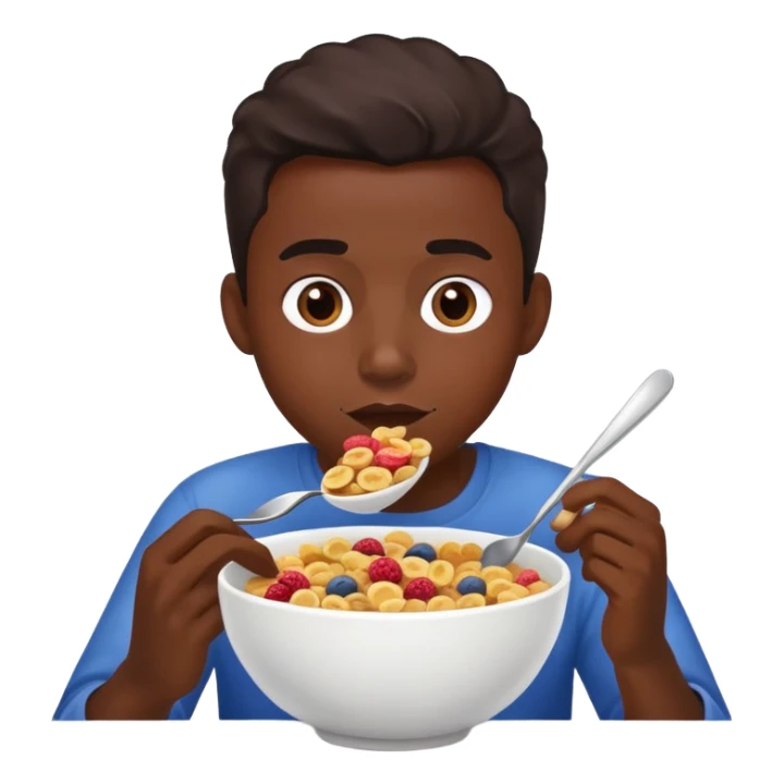 Una persona de tez oscura comiendo cereales sticker