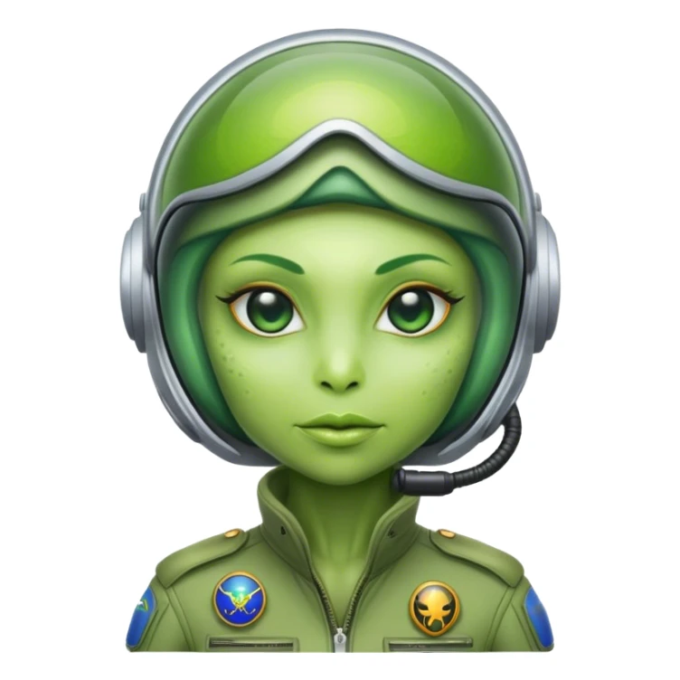green alien reptilian woman pilot sticker