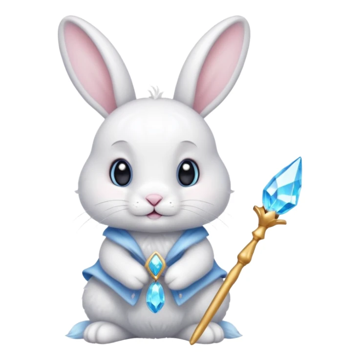 White bunny with wand and cristals sticker