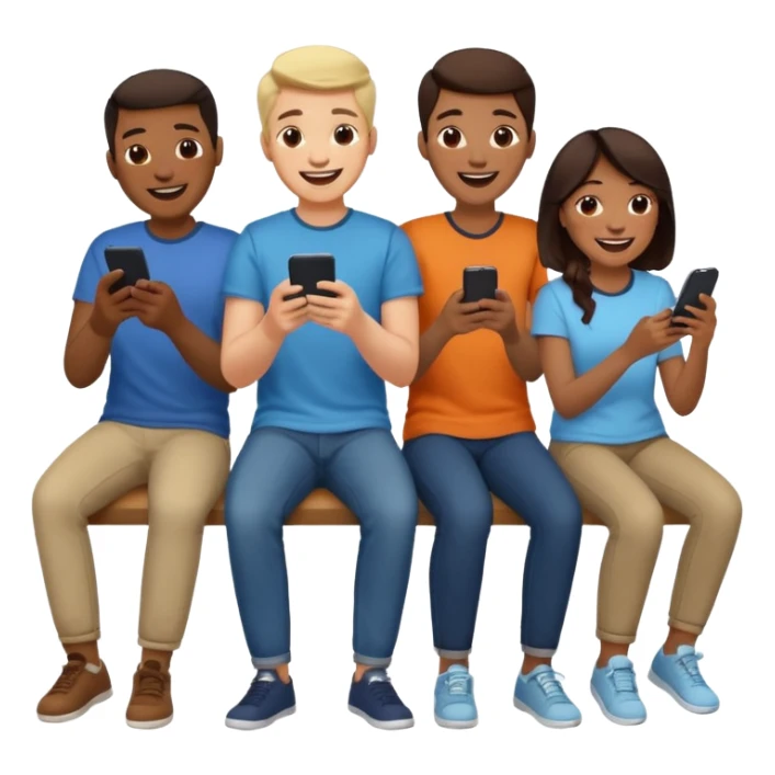 group of friends playing a game on their cell phone sticker