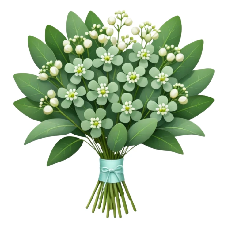 bouquet of eucalyptus and gypsophila flowers sticker