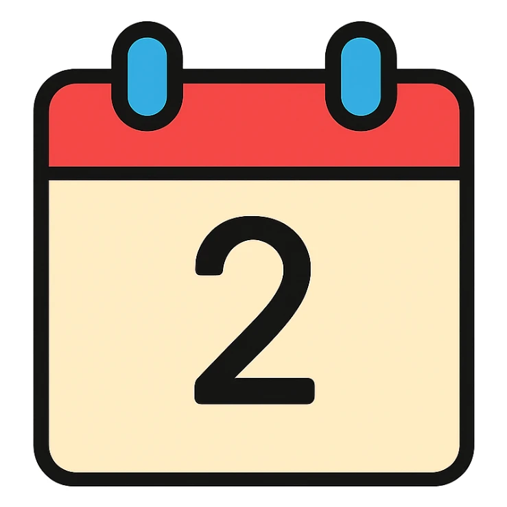 calendar emoji with the date '2' displayed sticker