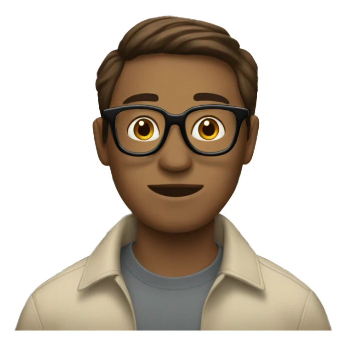 Book worm with short brown hair glasses sticker