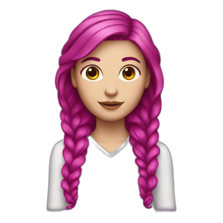 White girl with a magenta hair sticker