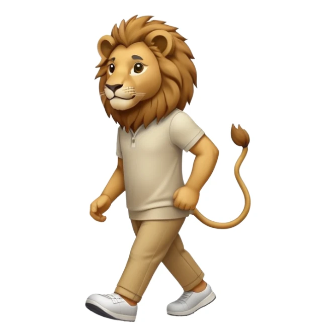 anthropomorphised lion in leisure wear walking upright sticker