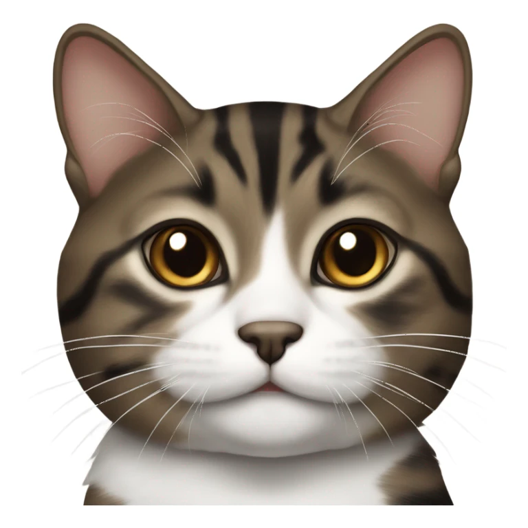 Dark brown tabby and white Cat with black spot near the nose sticker