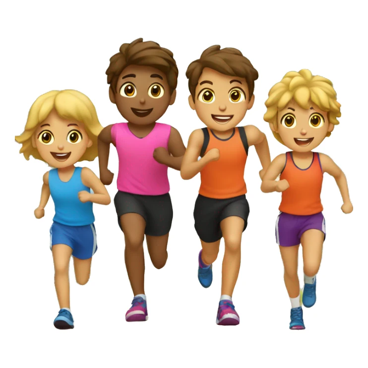 grupo de niños haciendo deporte sticker