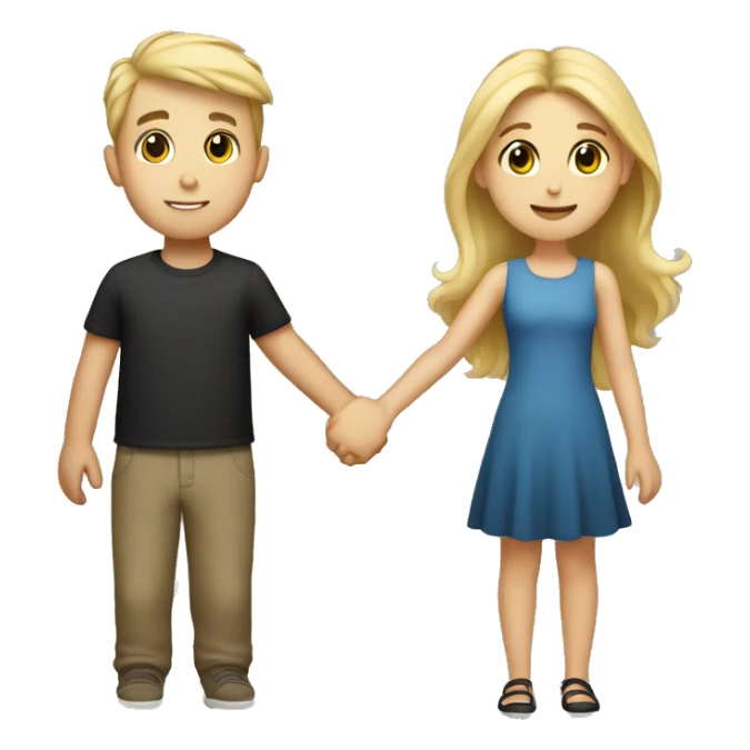 blonde boy and brunette girl holding hands sticker