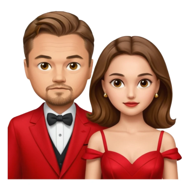 leonardo di caprio and Natalie Portman in a red dress sticker