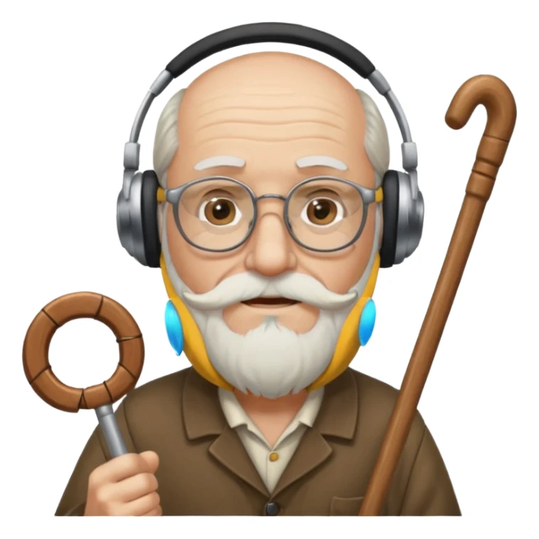 Anciano barba blanca larga bastón aufifono lentesb sticker