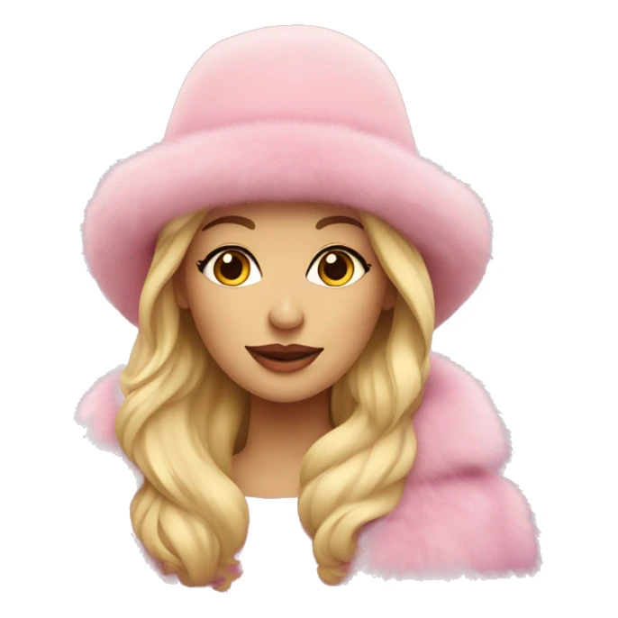 Blonde woman in pink fur hat and fur coat  sticker