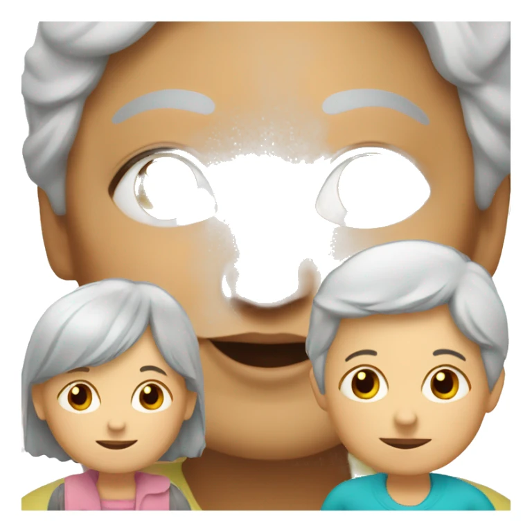 granny with little kids sticker