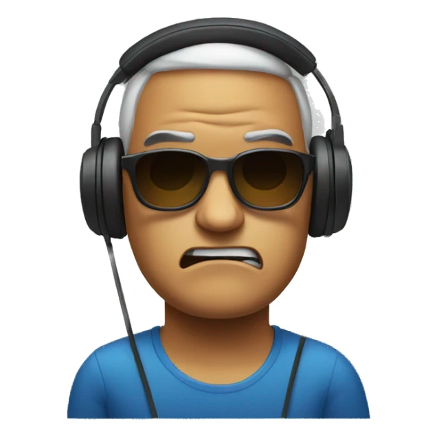angry man with headphones and sunglasses sticker