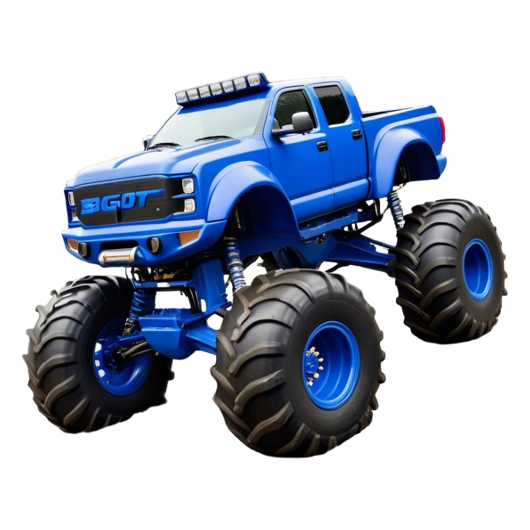 Bigfoot - Bigfoot 4x4 (Model Year: 2022) (Iconic colour: Blue) - An oversized, rugged monster truck with bold, aggressive lines painted in a striking blue. Focus on massive, rugged tires and a muscular chassis that exudes raw power and an urban legend feel. sticker