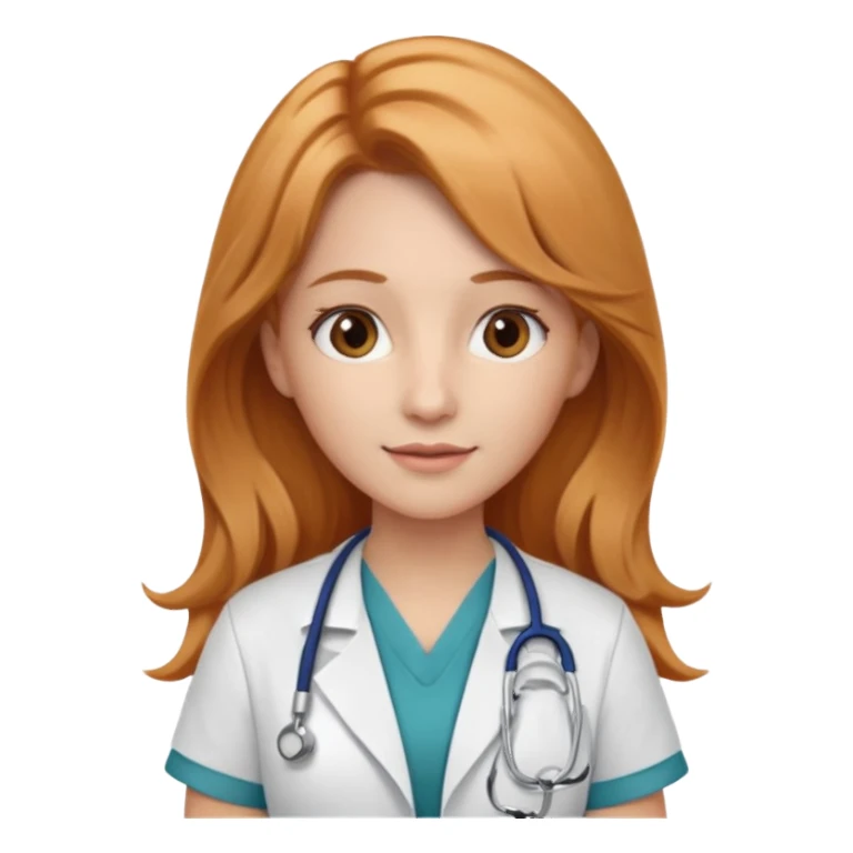 nurse with long strawberry blonde hair with brown eyes sticker
