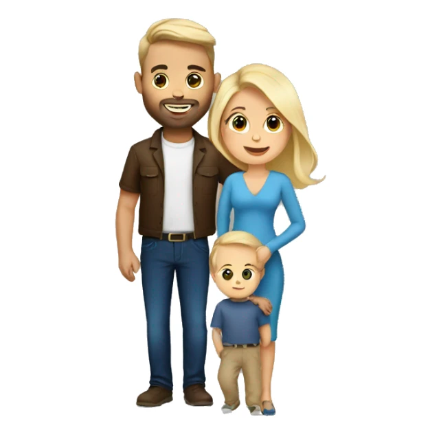 Brunette husband with blonde wife and baby boy sticker